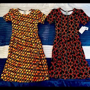 LuLaRoe Dresses Size Small, NWT, Navy/Orange and Black/Orange
